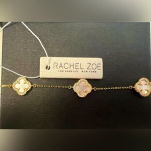 Rachel Zoe 18K Gold Plated- 925 clasp bracelet, white & Clover *NEW*